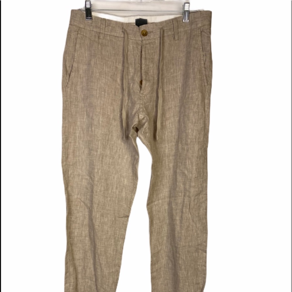 H&M khaki linen button fly casual pants size 32R